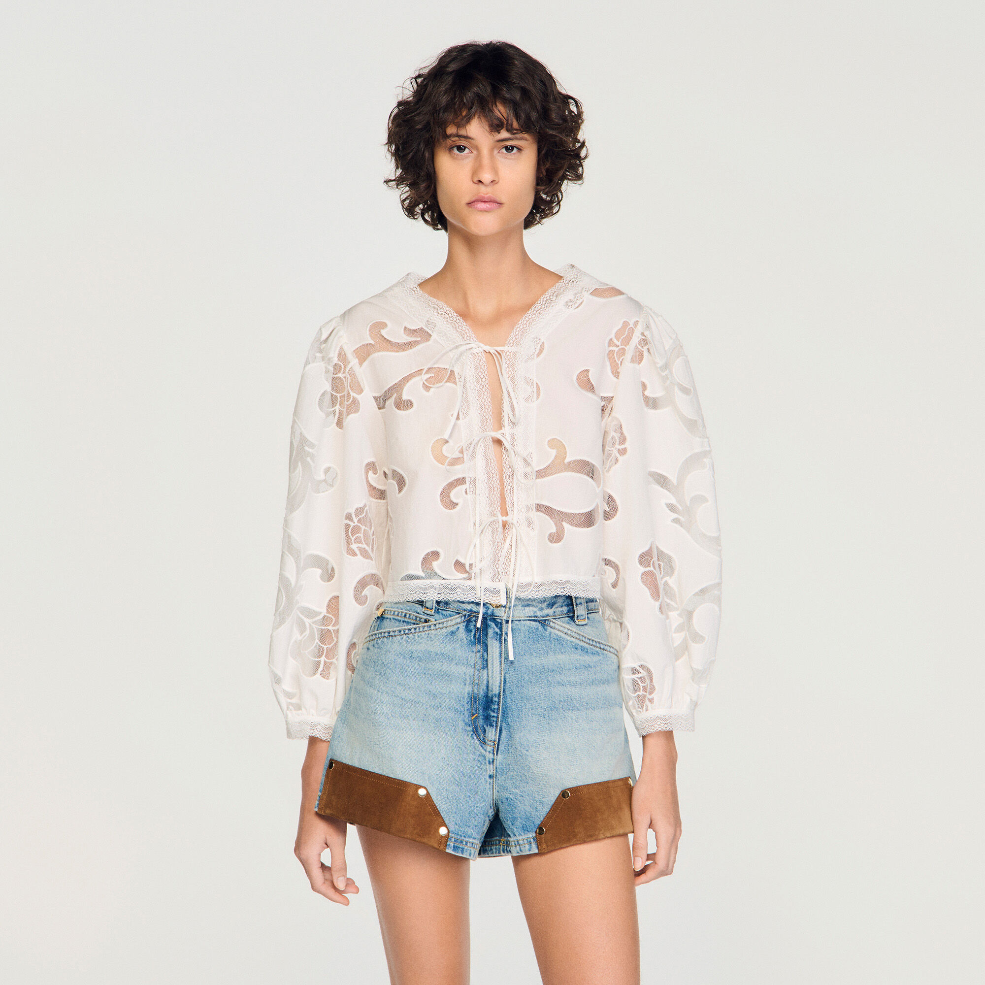 Floral openwork crop top