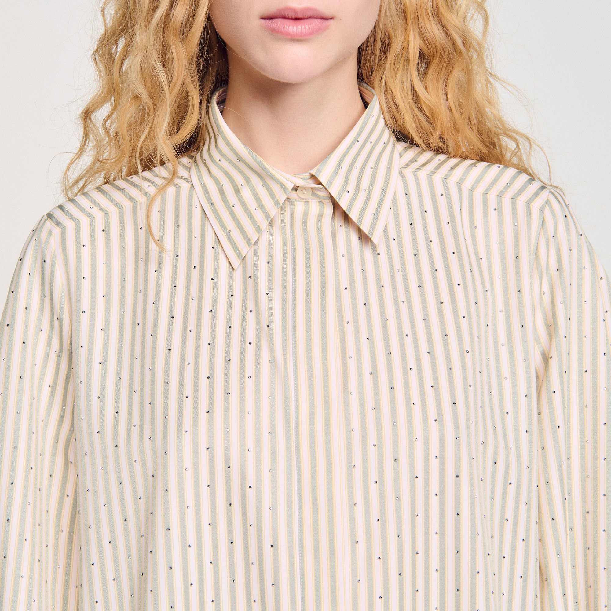 Rhinestone striped shirt dress