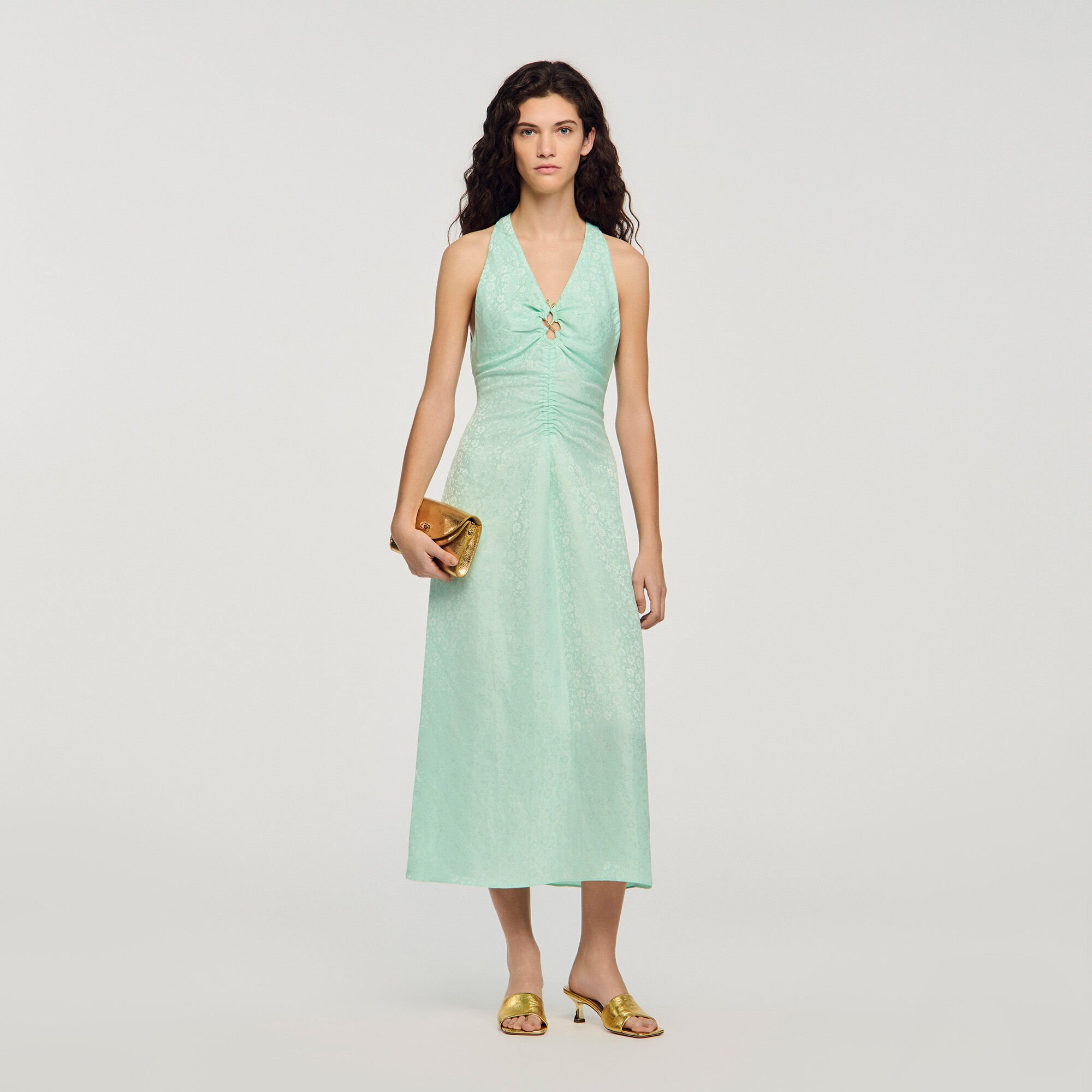 V-neck floral print maxi dress