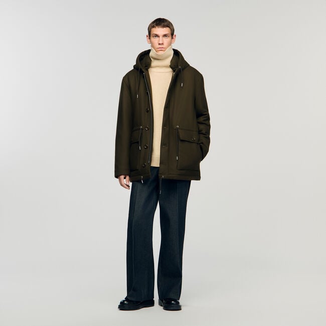 Hooded wool parka