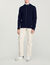 Zip-up cardigan with a striped collar