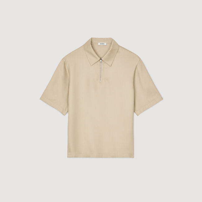 Zip-neck polo shirt