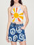 Wide denim shorts with peace motifs