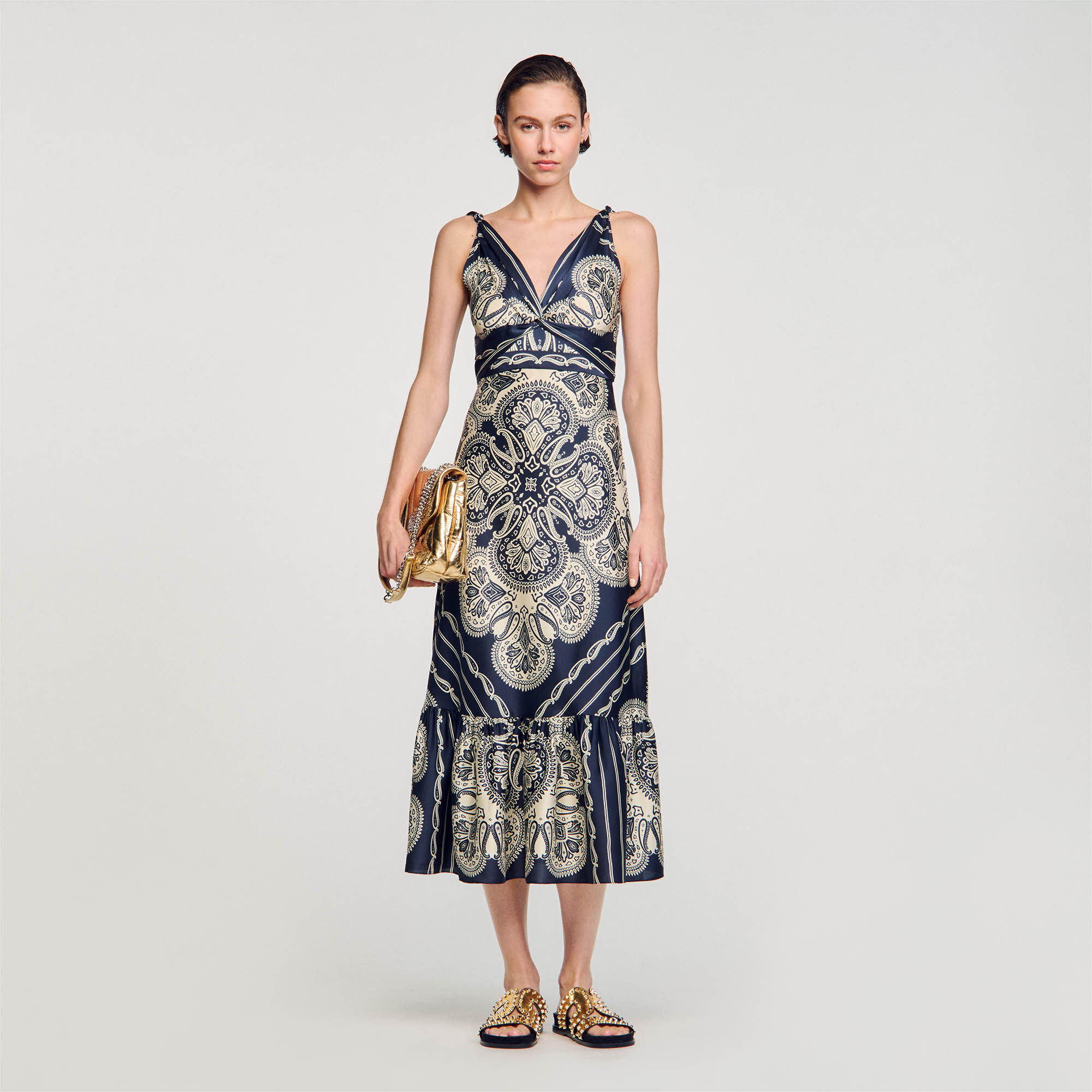 Sandro printed cheap flowing midi dress