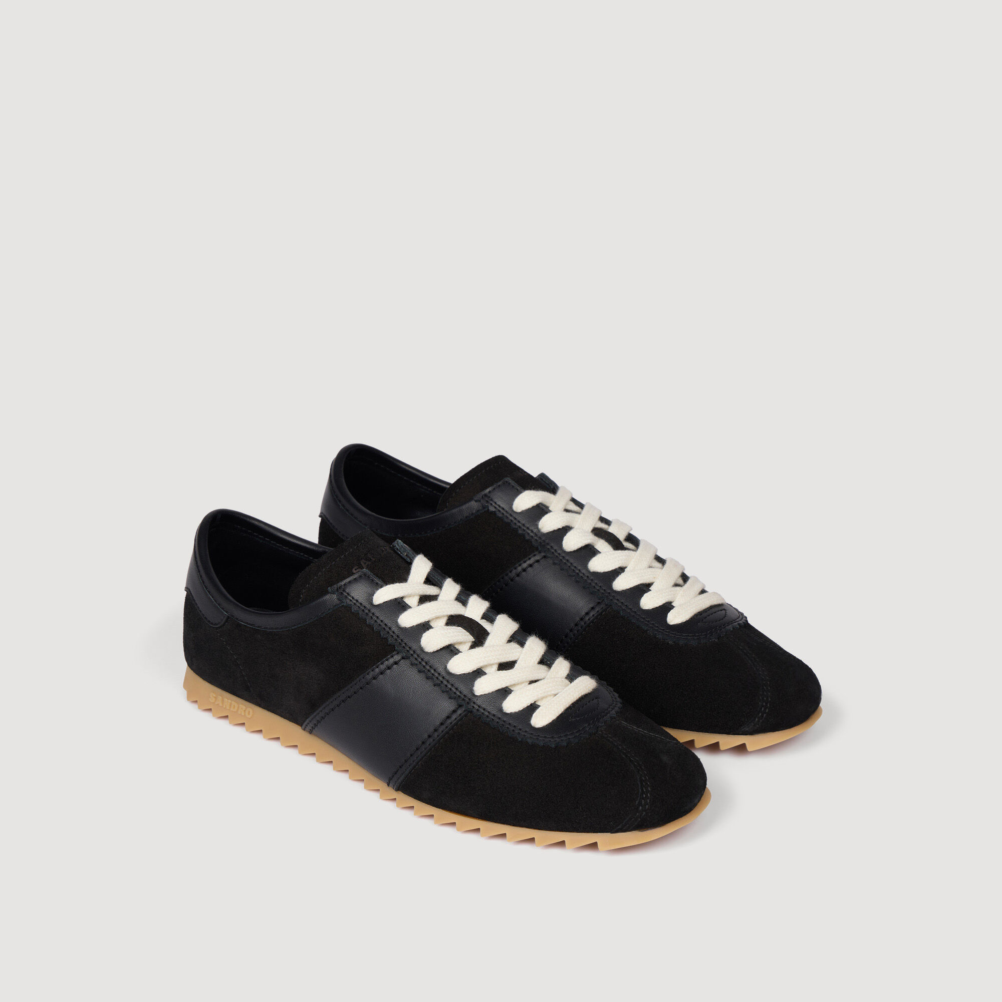Leather and suede low-top trainers