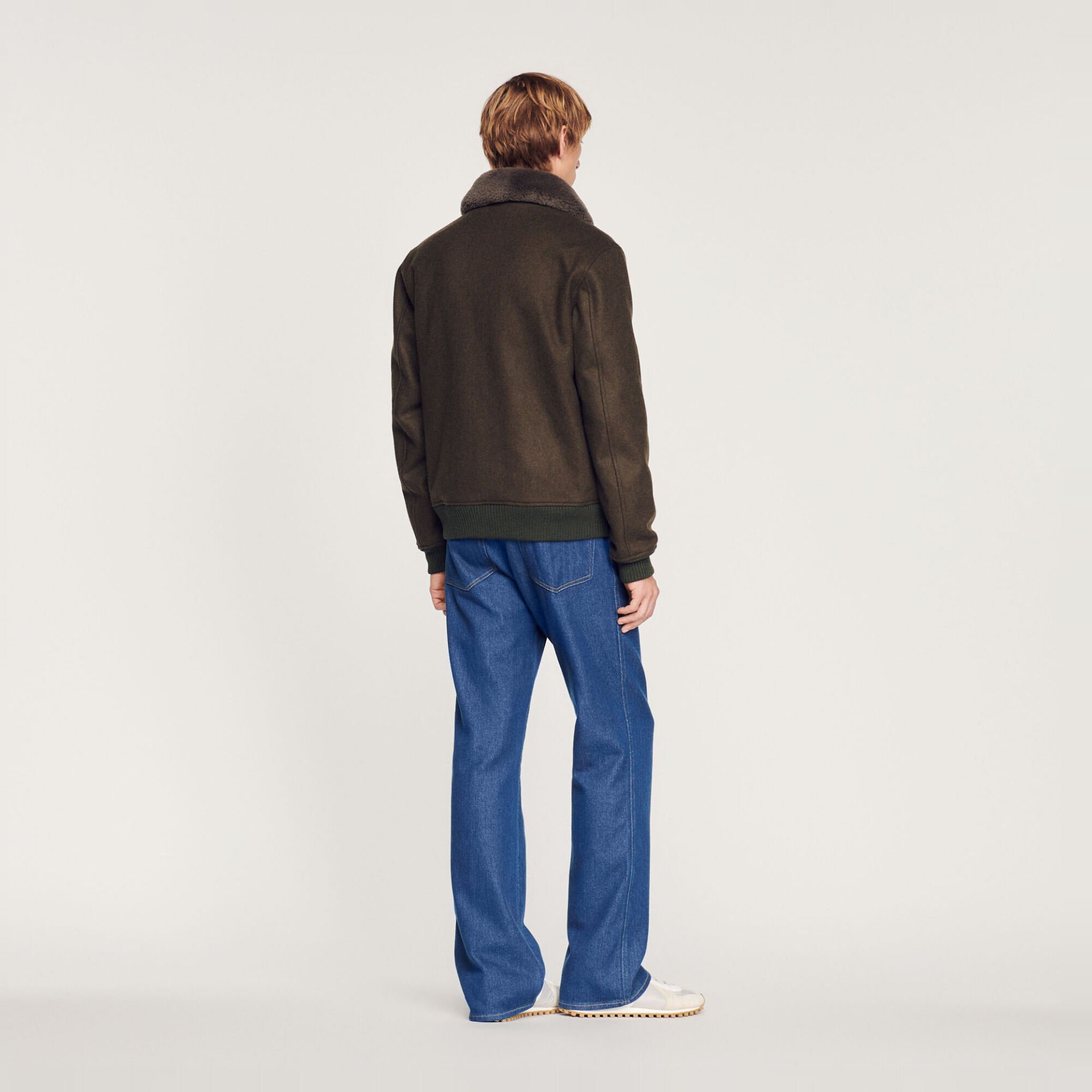 Shearling collar aviator jacket