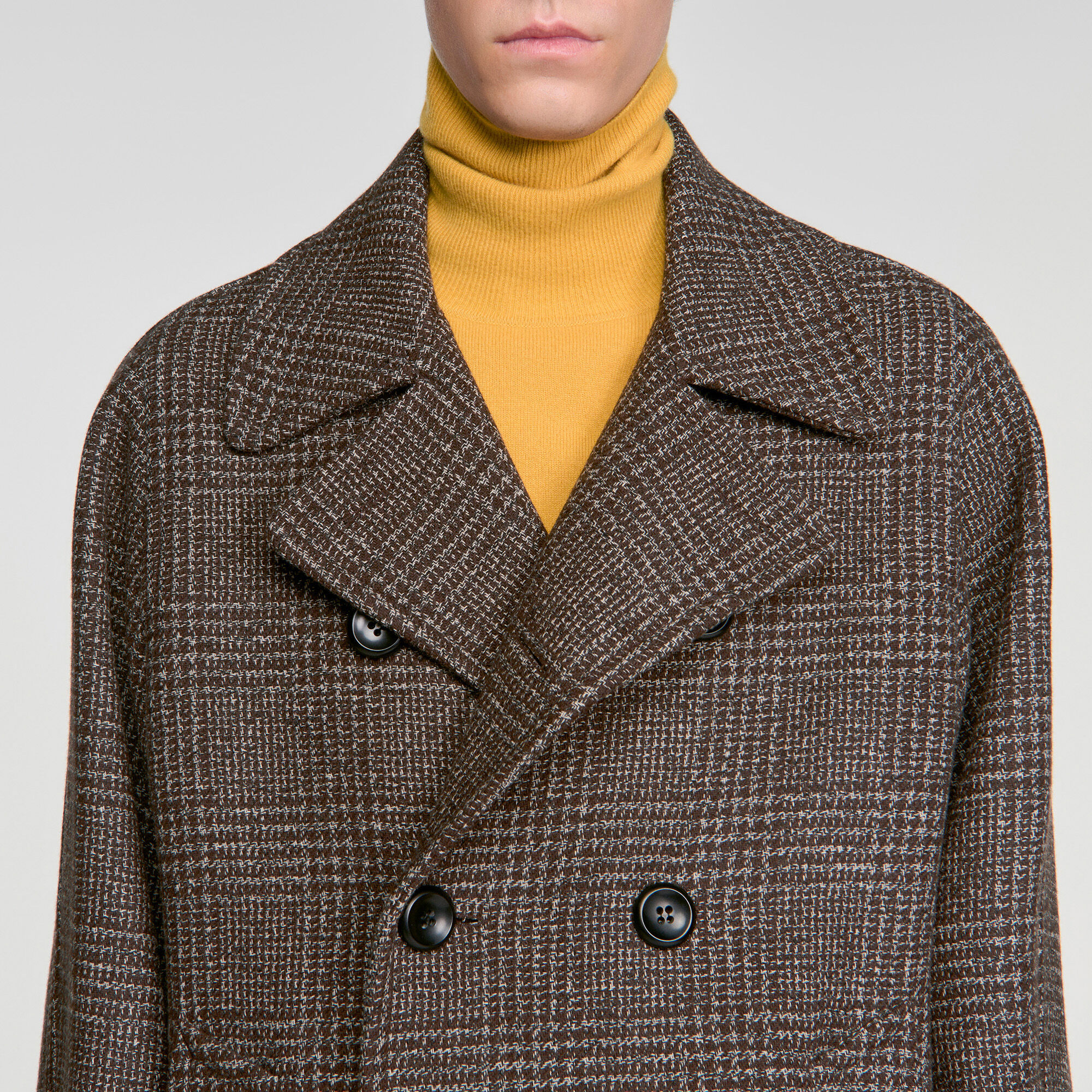 Check wool coat