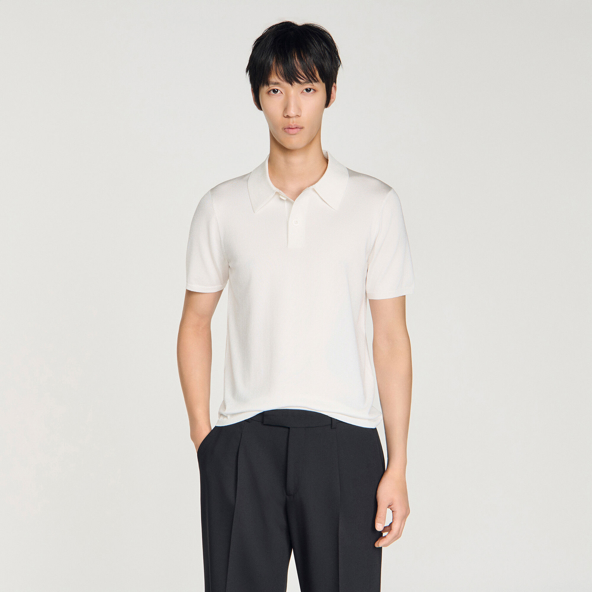 Short-sleeve knitted polo shirt