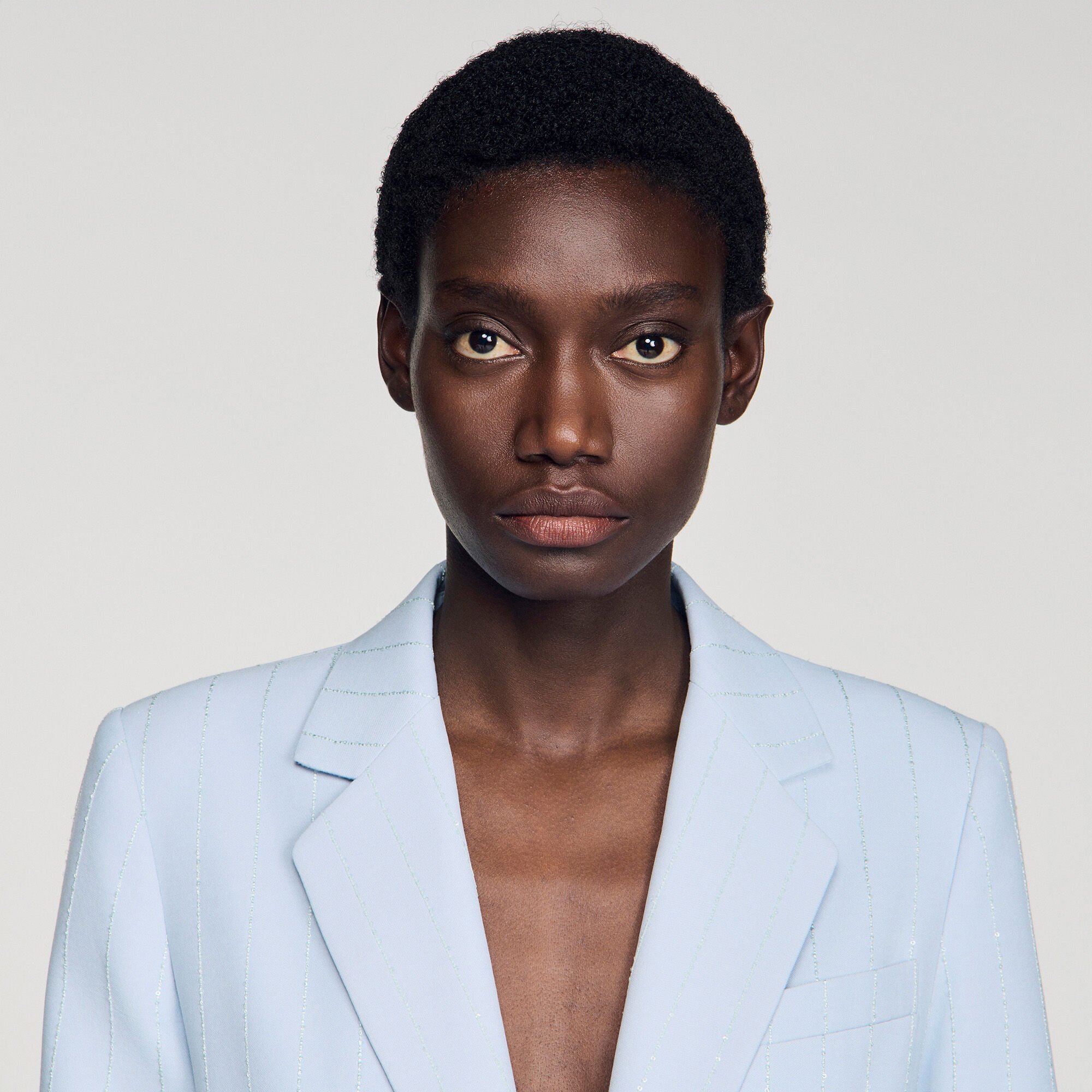 Sequin-stripe tailored jacket