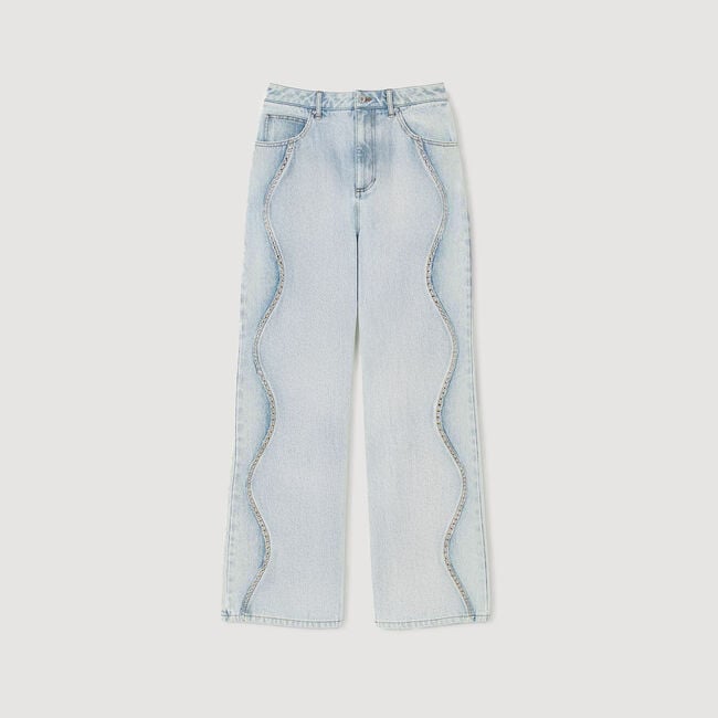 Jeans with rhinestone stripes