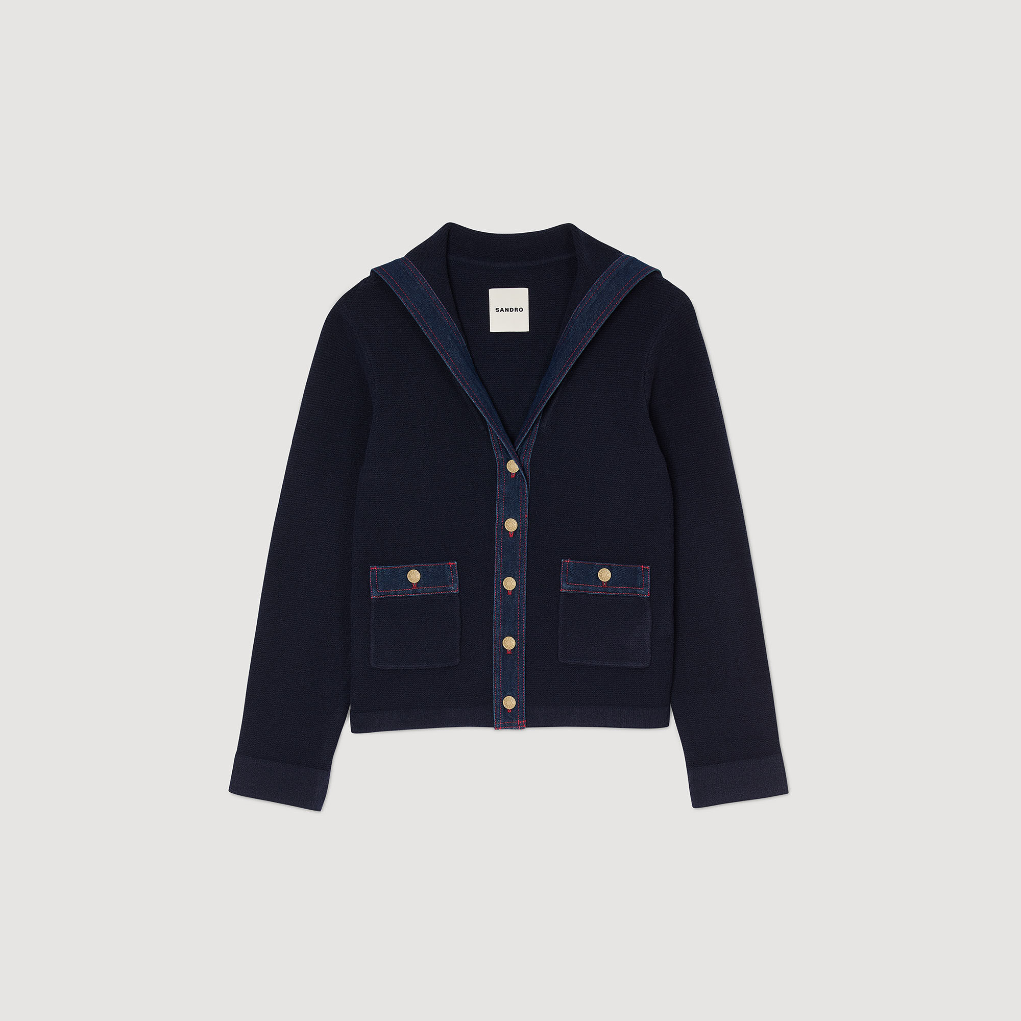 Cardigan with denim details