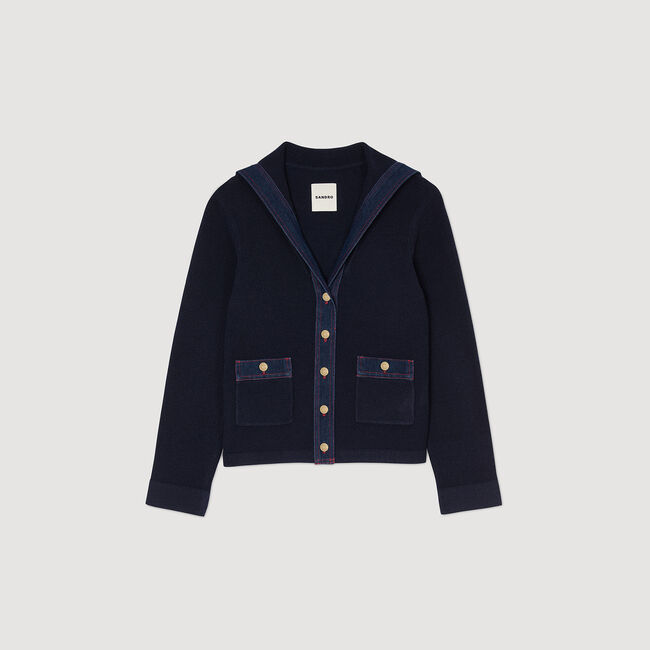 Cardigan with denim details