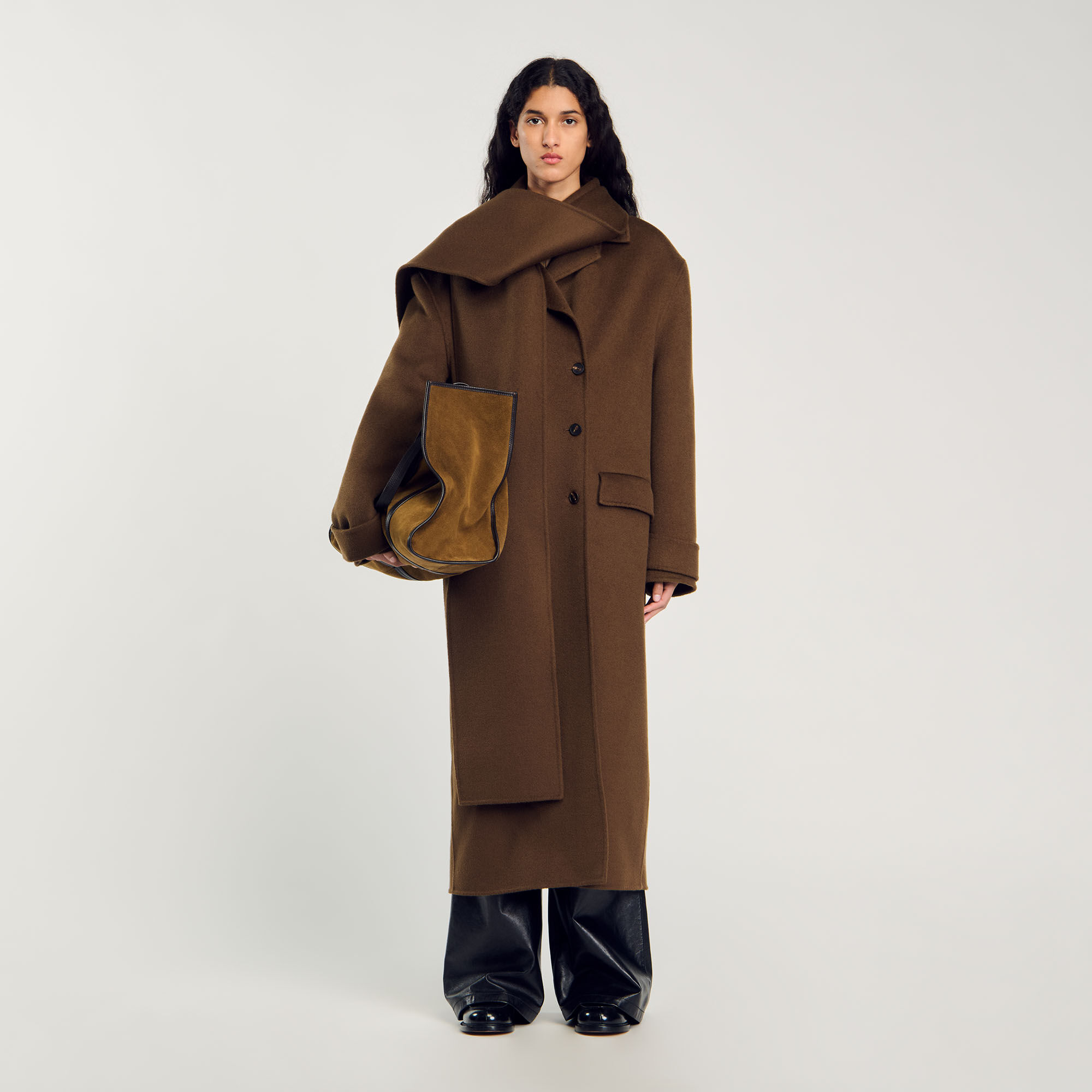 Oversized wool coat green For Women Sandro Paris
