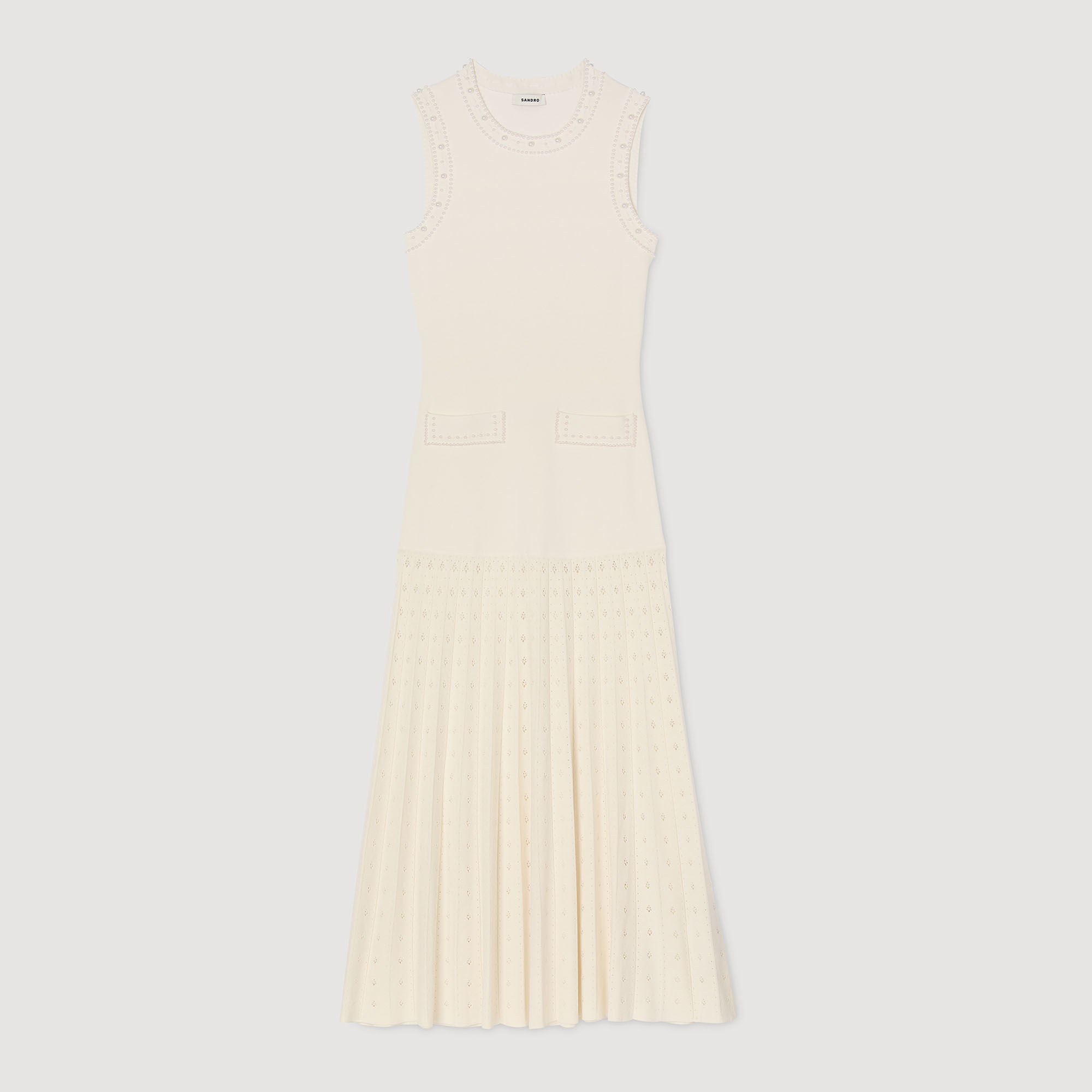 Pearl bead knit maxi dress