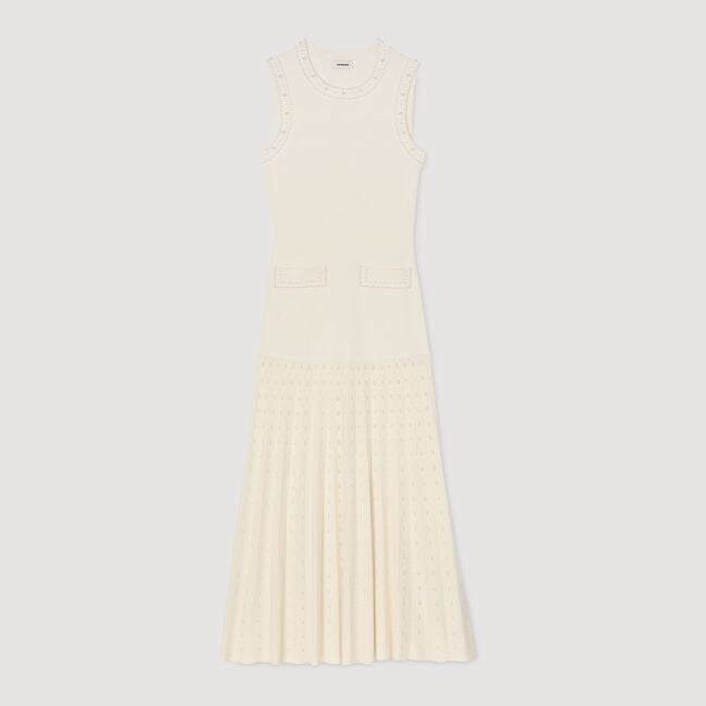 Pearl bead knit maxi dress