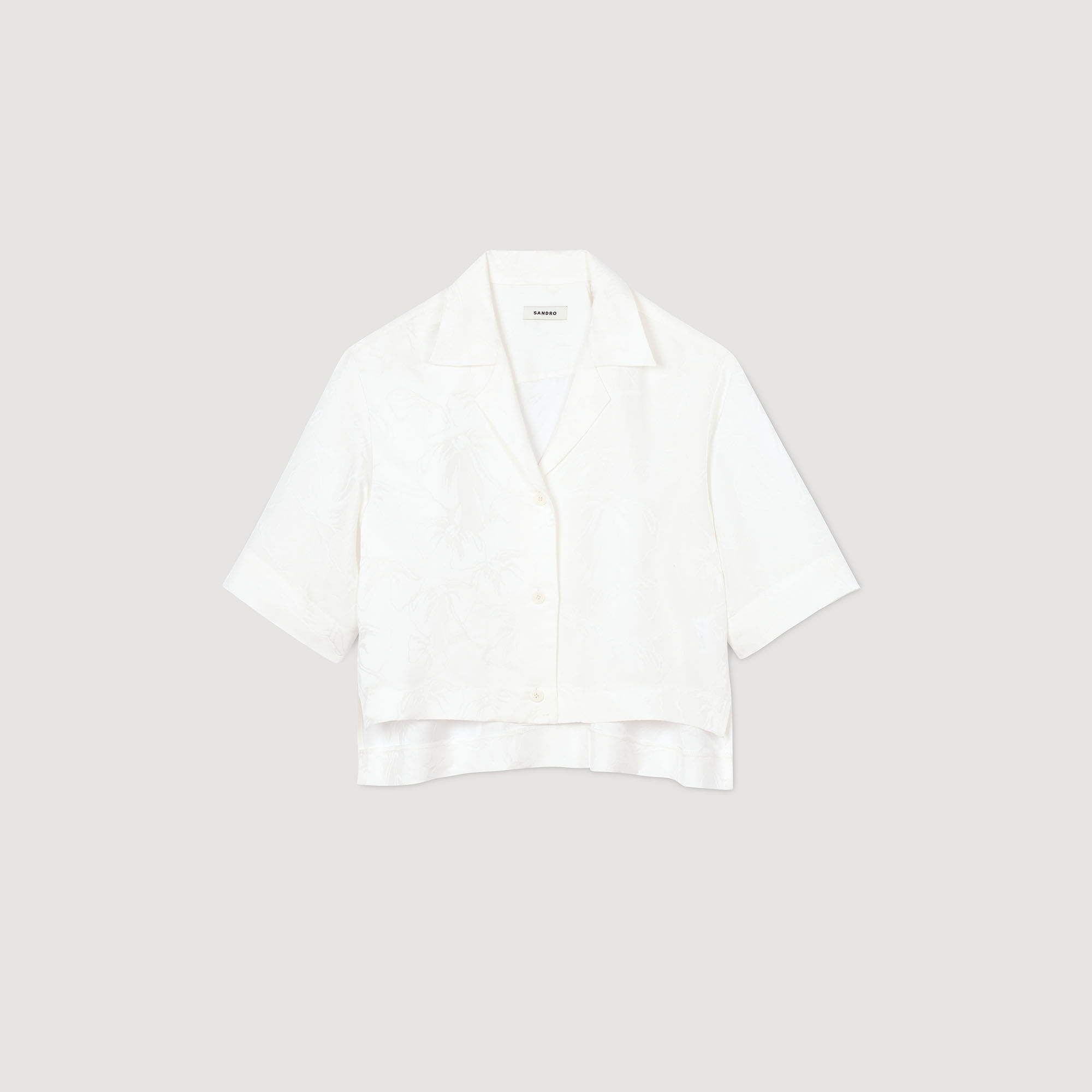 Cropped shirt with jacquard flowers