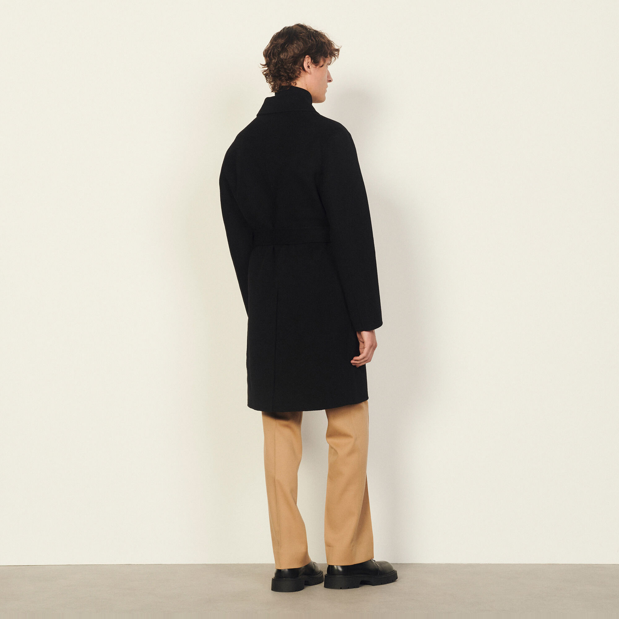 Sandro long double faced wool coat discount