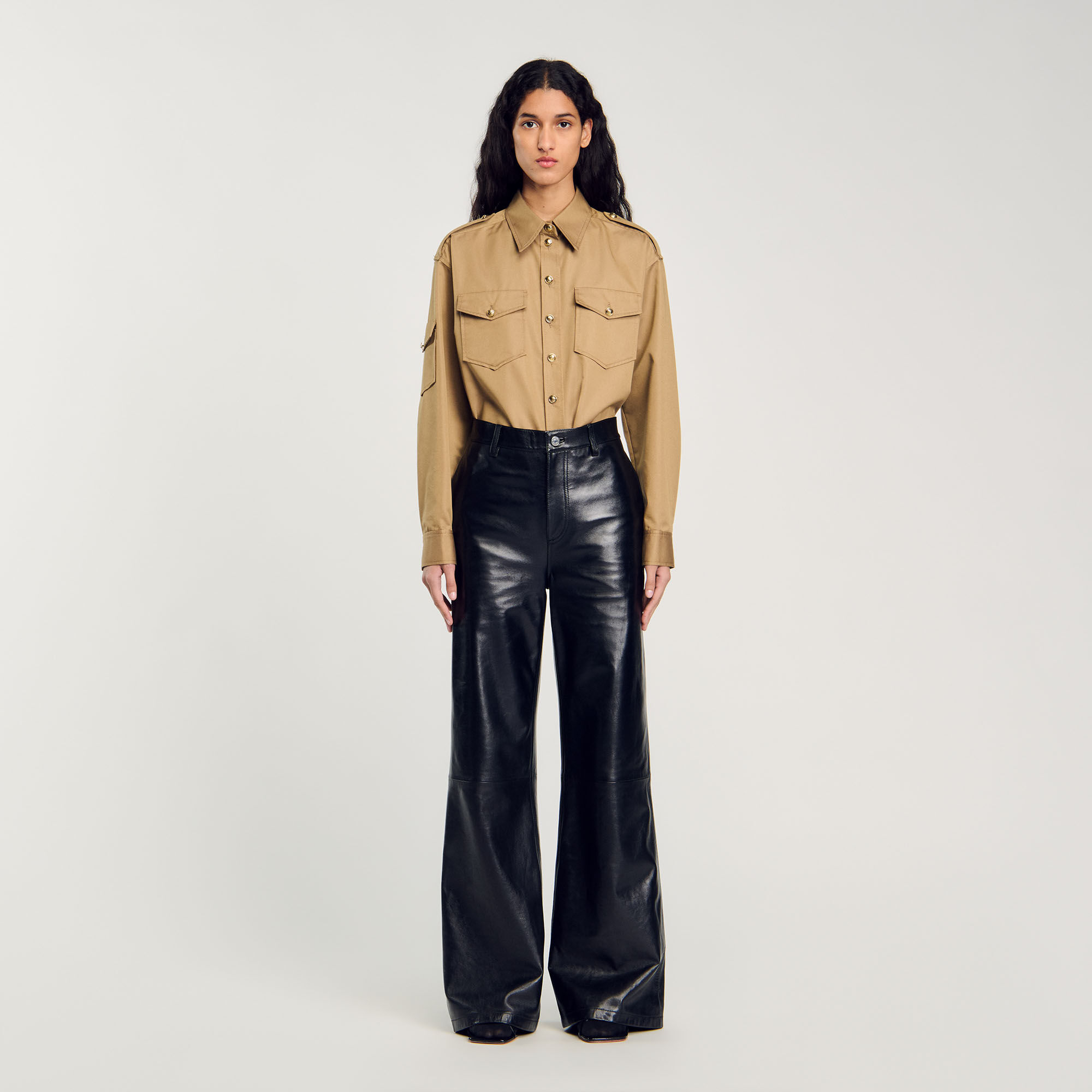 Leather trousers with belt sale