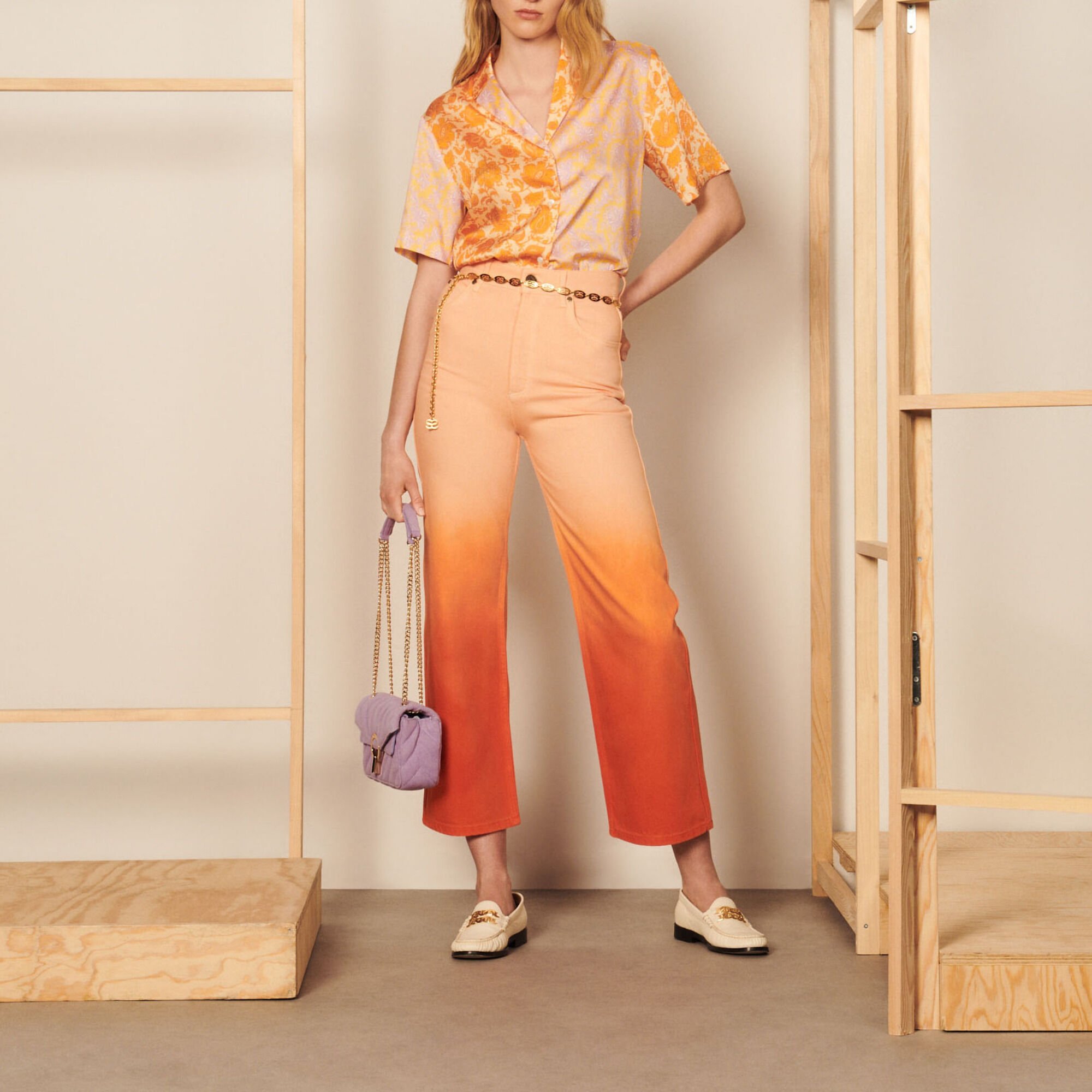 Straight-leg gradient-effect jeans