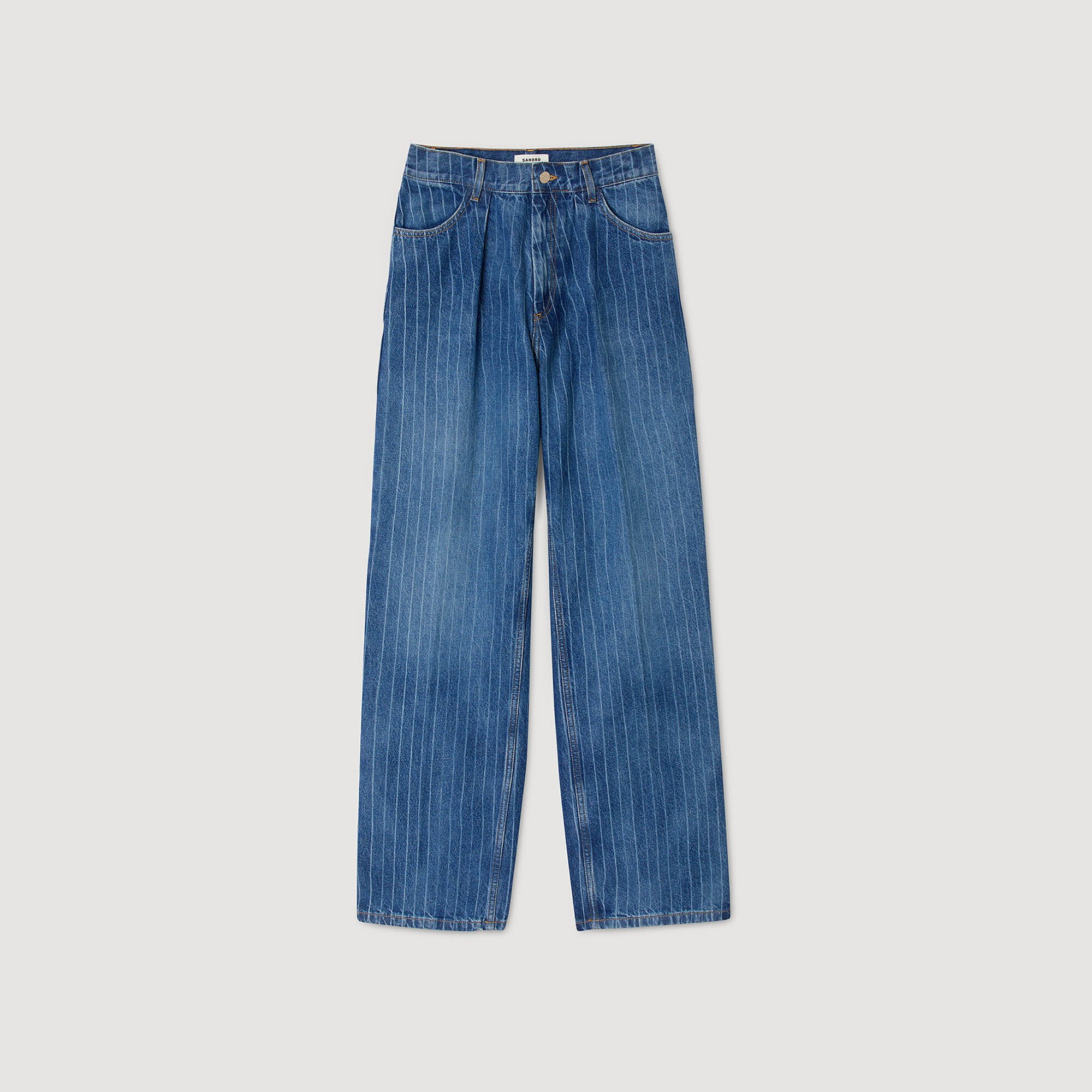 Wide-leg striped jeans
