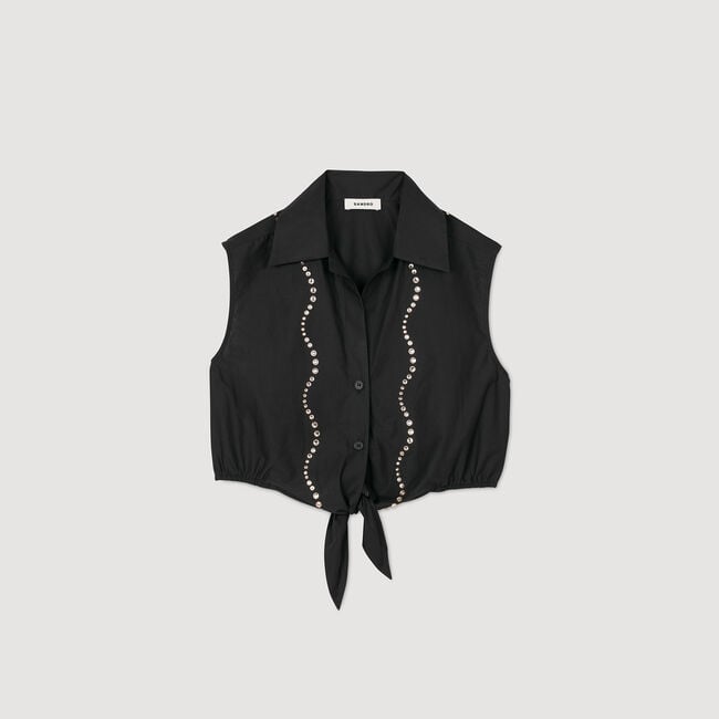 Rhinestone cropped shirt
