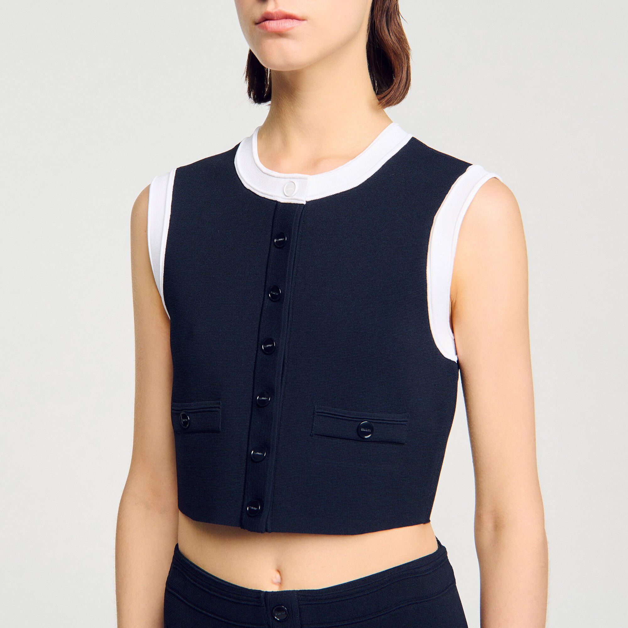 Two-tone cropped cardigan