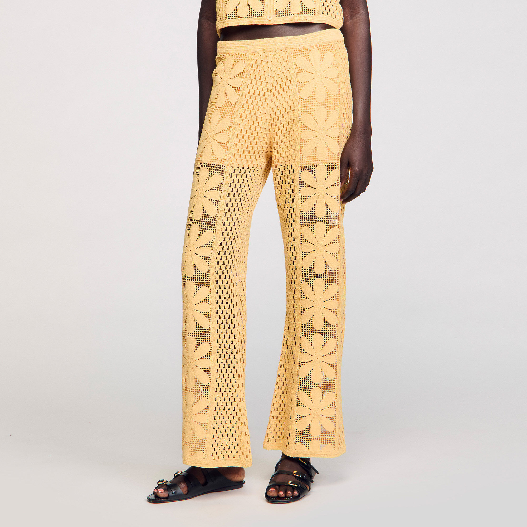 Crochet straight-leg trousers