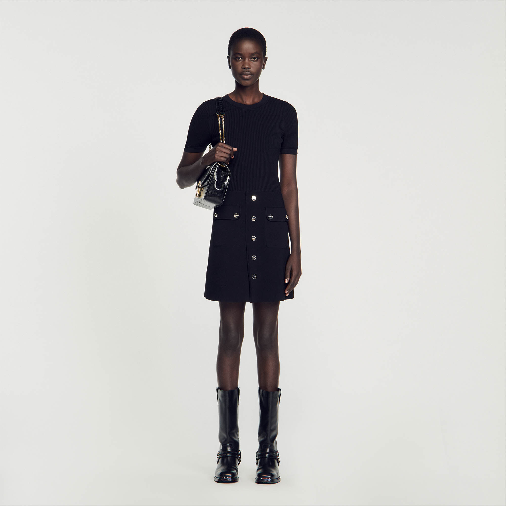 Sandro black cheap knit dress