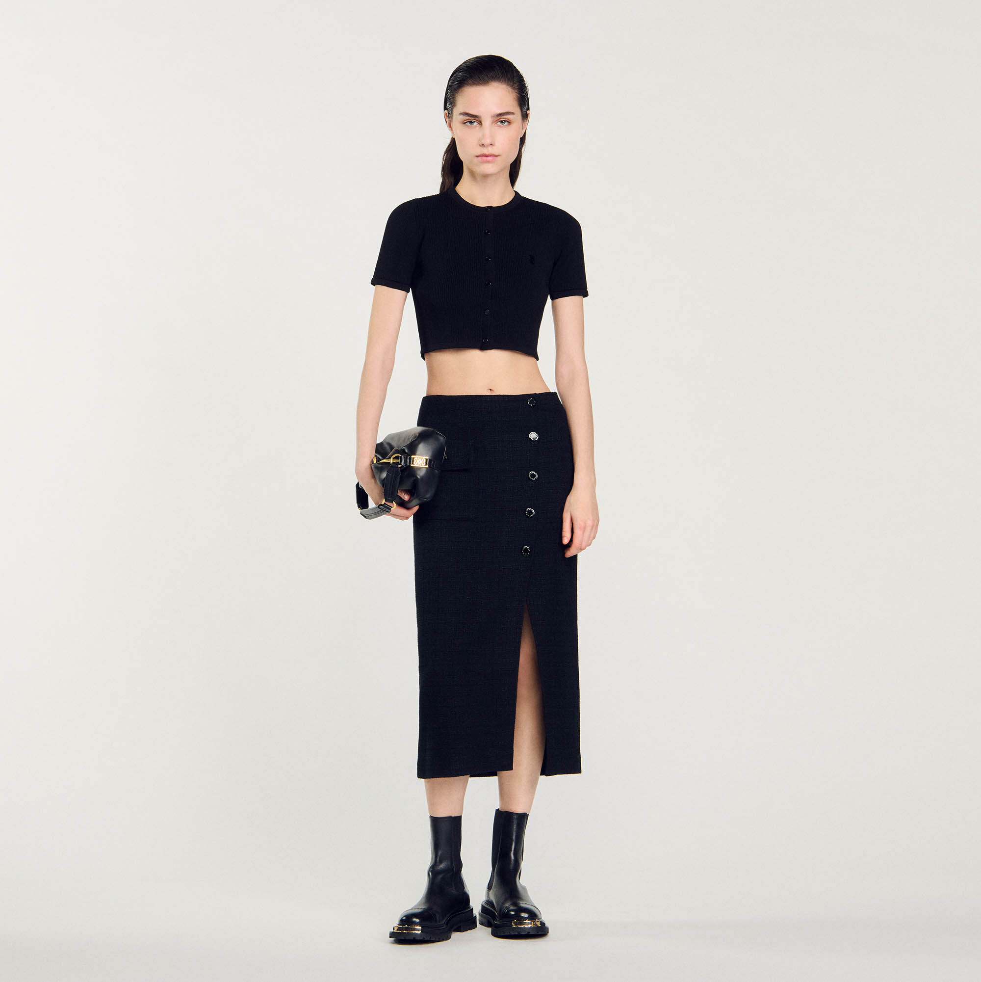 Tweed midi skirt