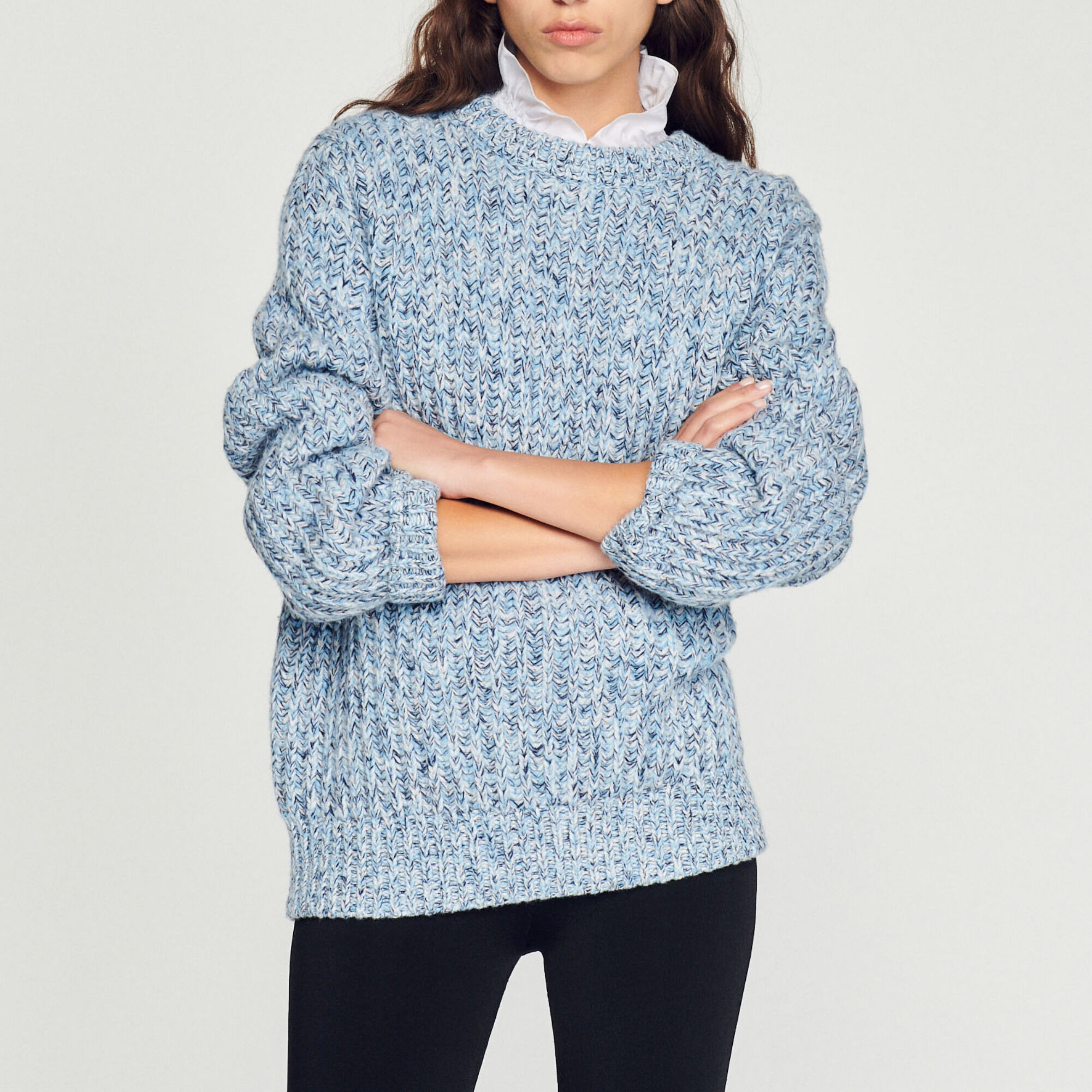 Wool sweater blue for Men Sandro Paris