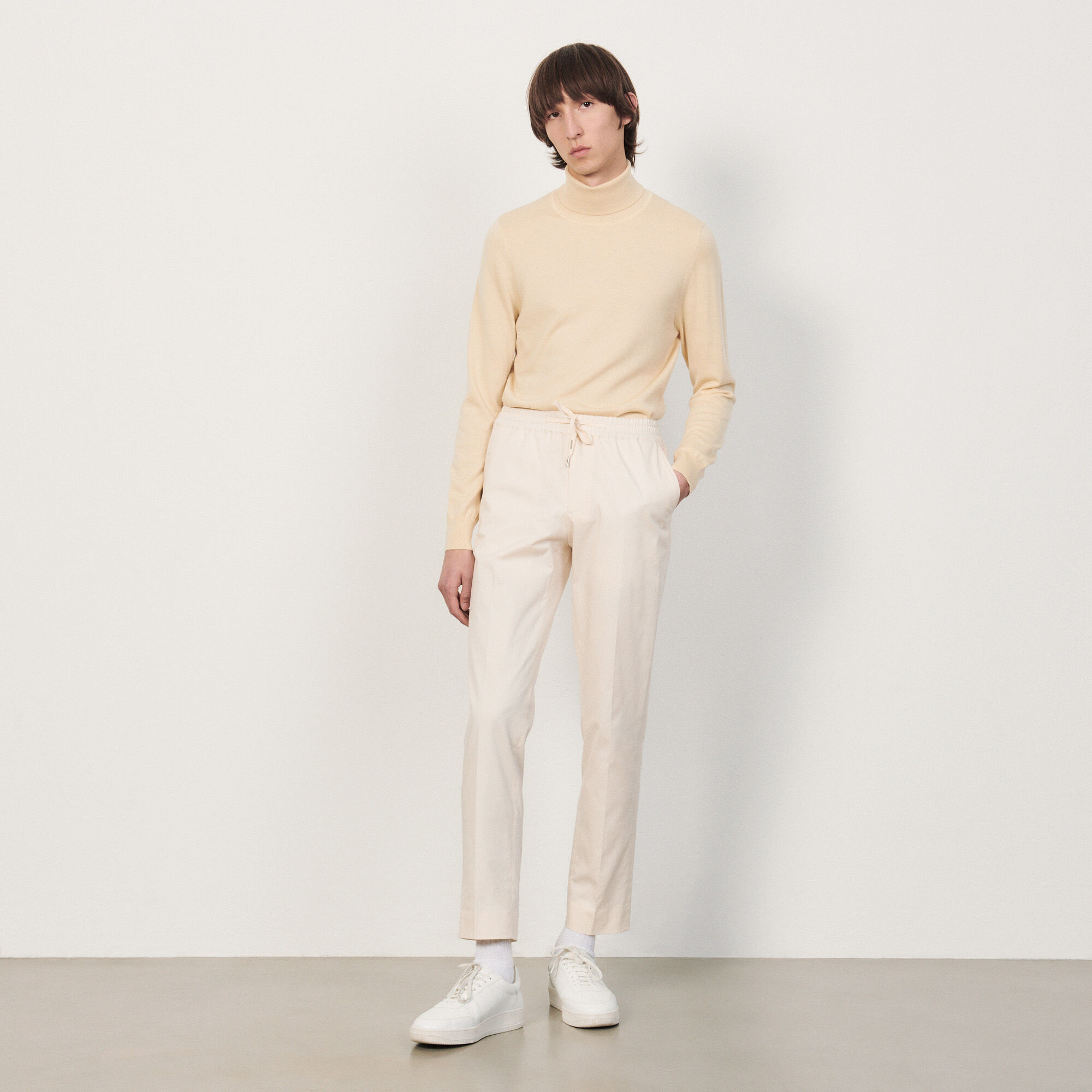 Cotton carrot-fit trousers