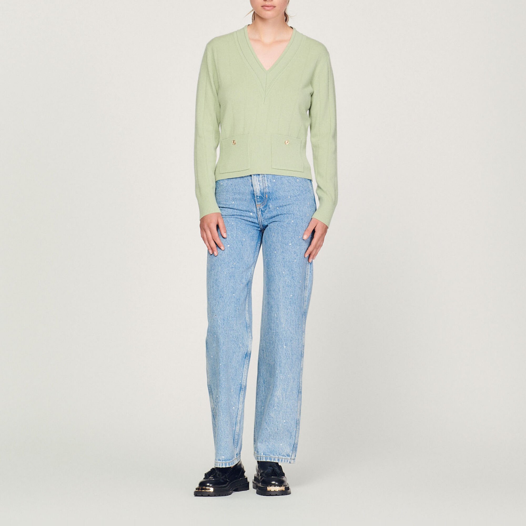 Knitted V-neck sweater
