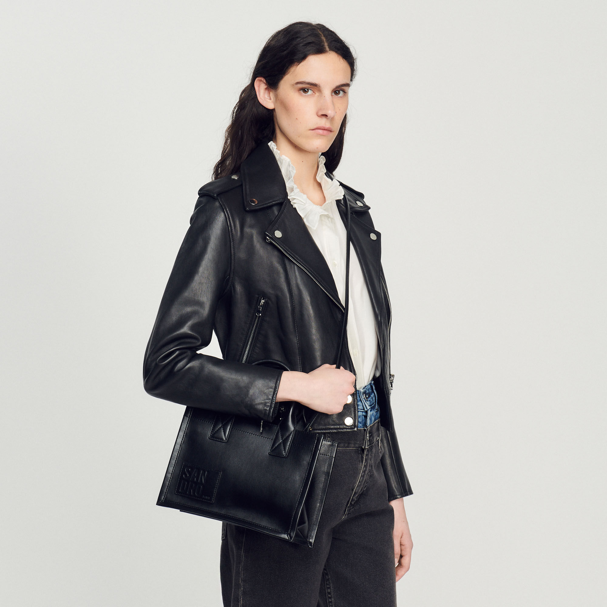 Small tote bag in certified leather