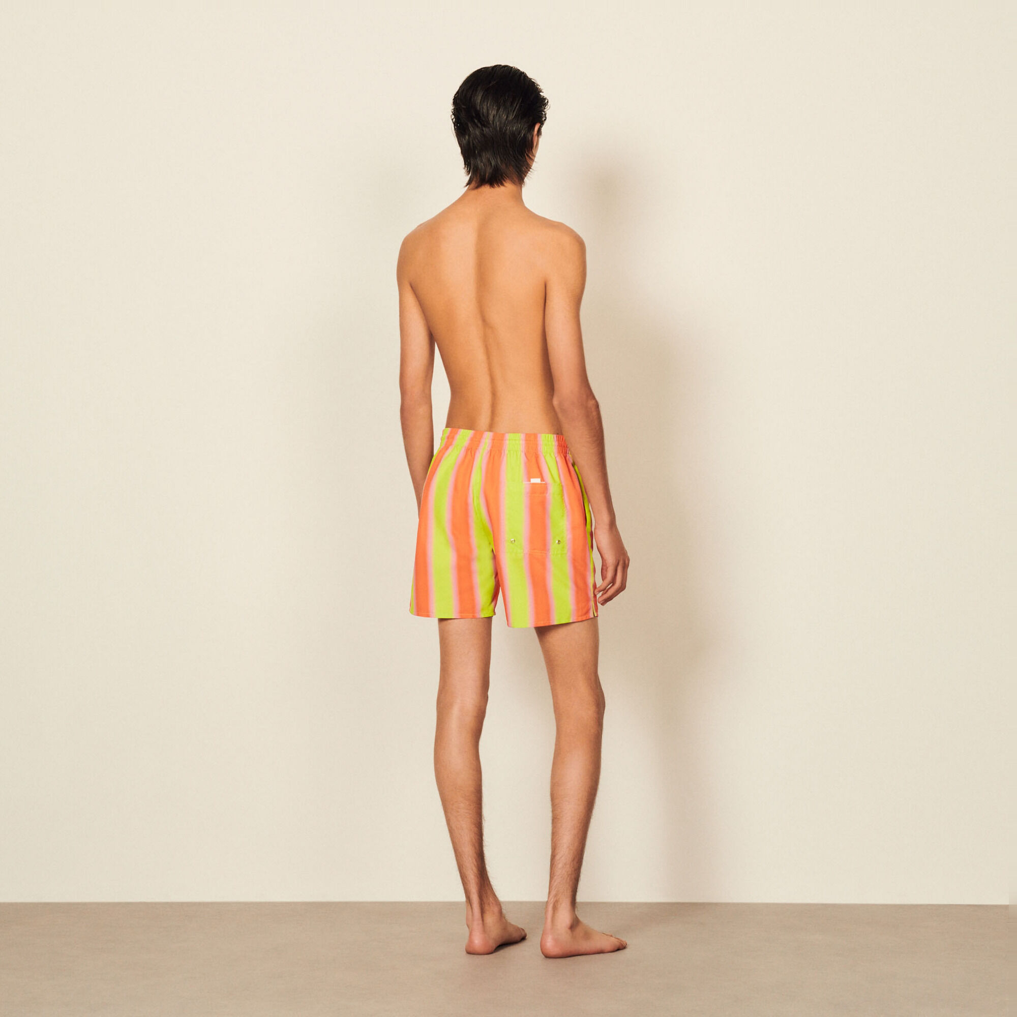Striped swim shorts yellow orange for Men Sandro Paris