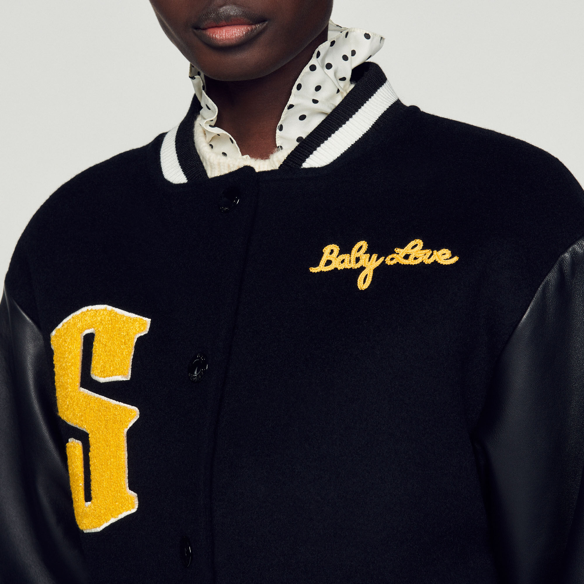 Wool and leather varsity jacket