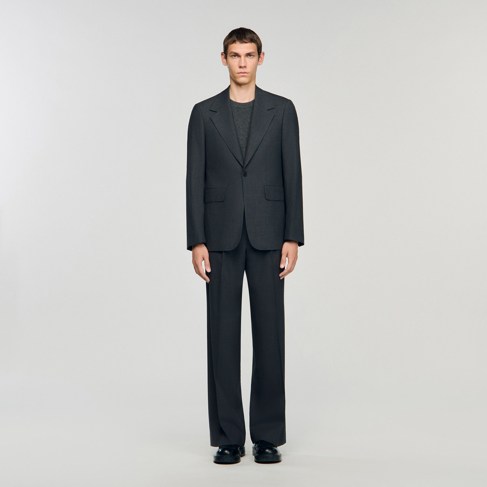 Wide wool suit jacket