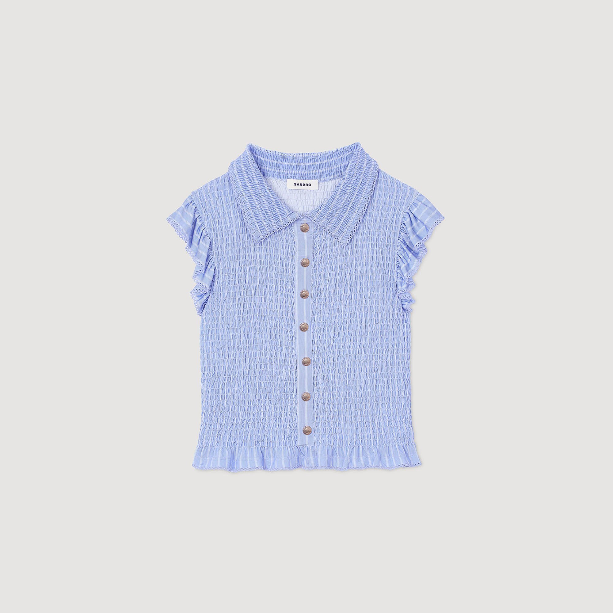 Striped smocked T-shirt