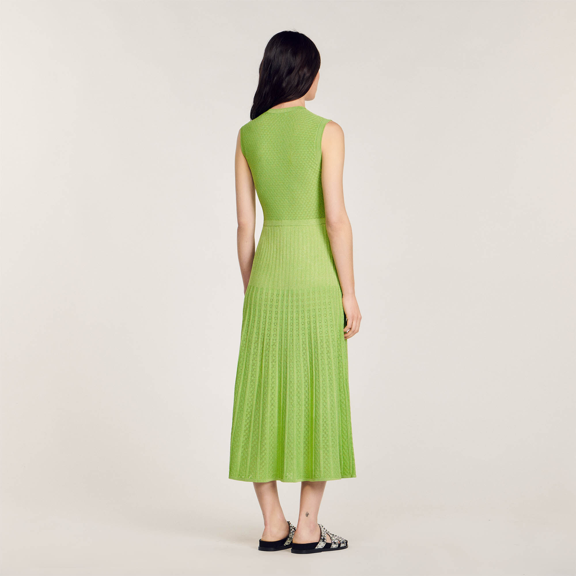 Knit midi dress Green | Sandro Paris