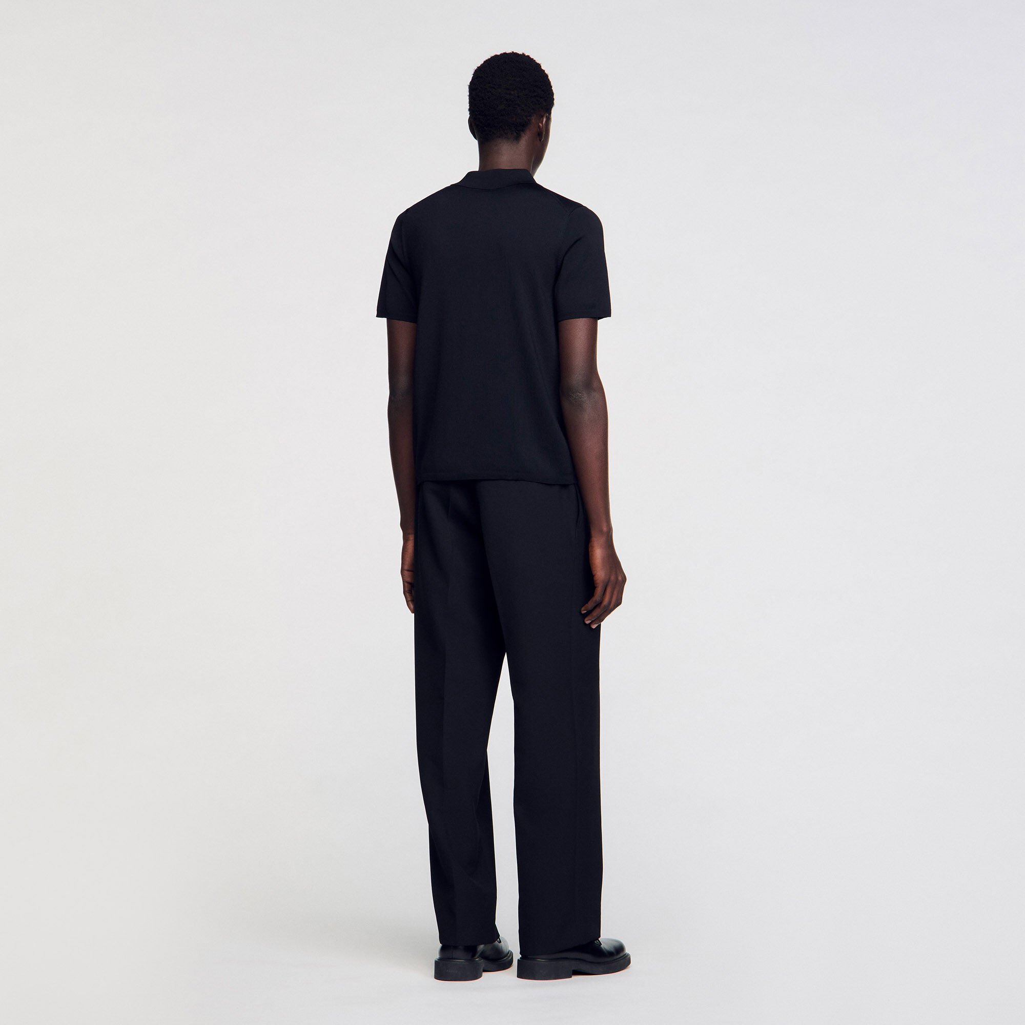 Short-sleeve knitted polo shirt