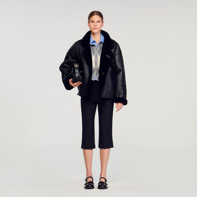 Short shearling coat