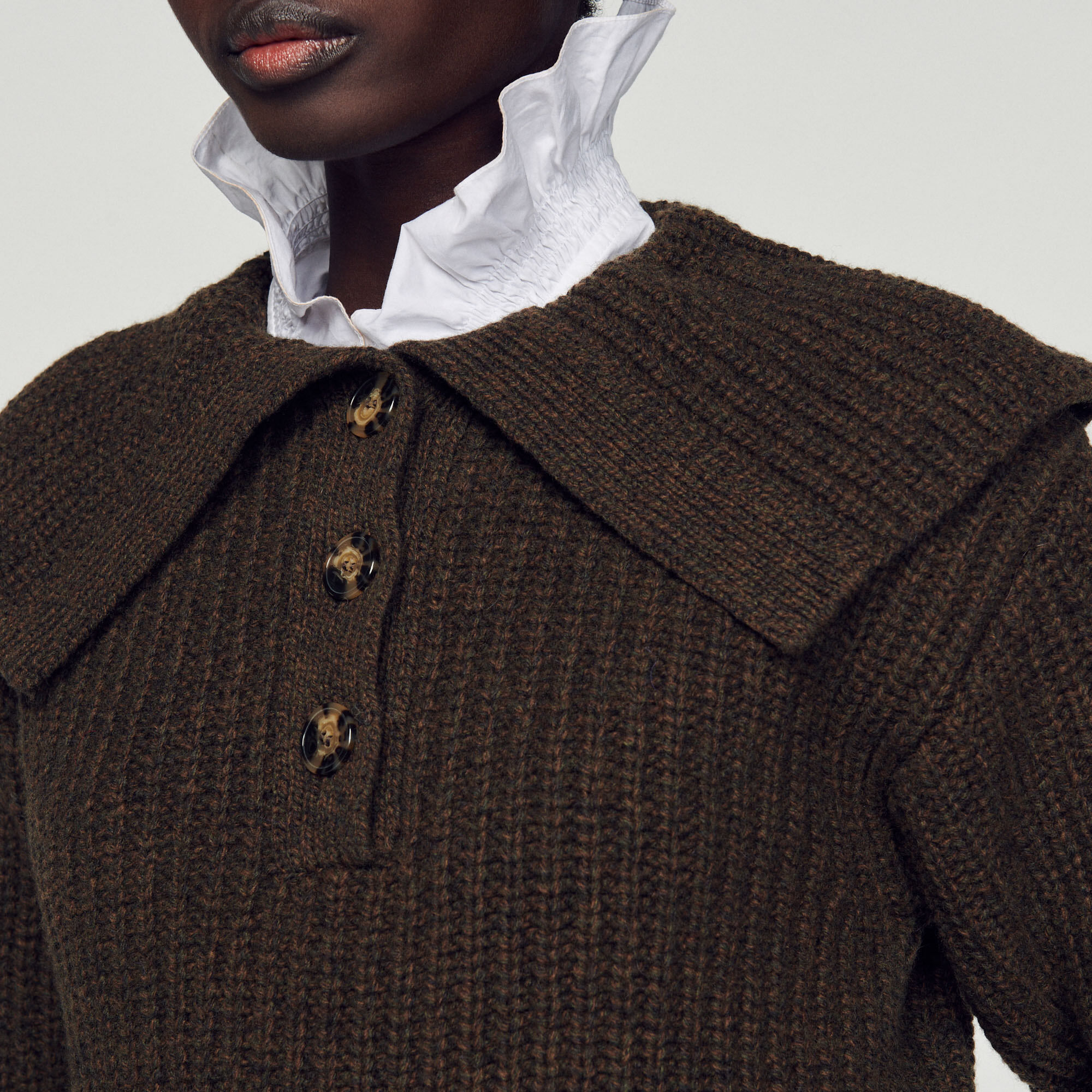 Knitted wide-neck sweater