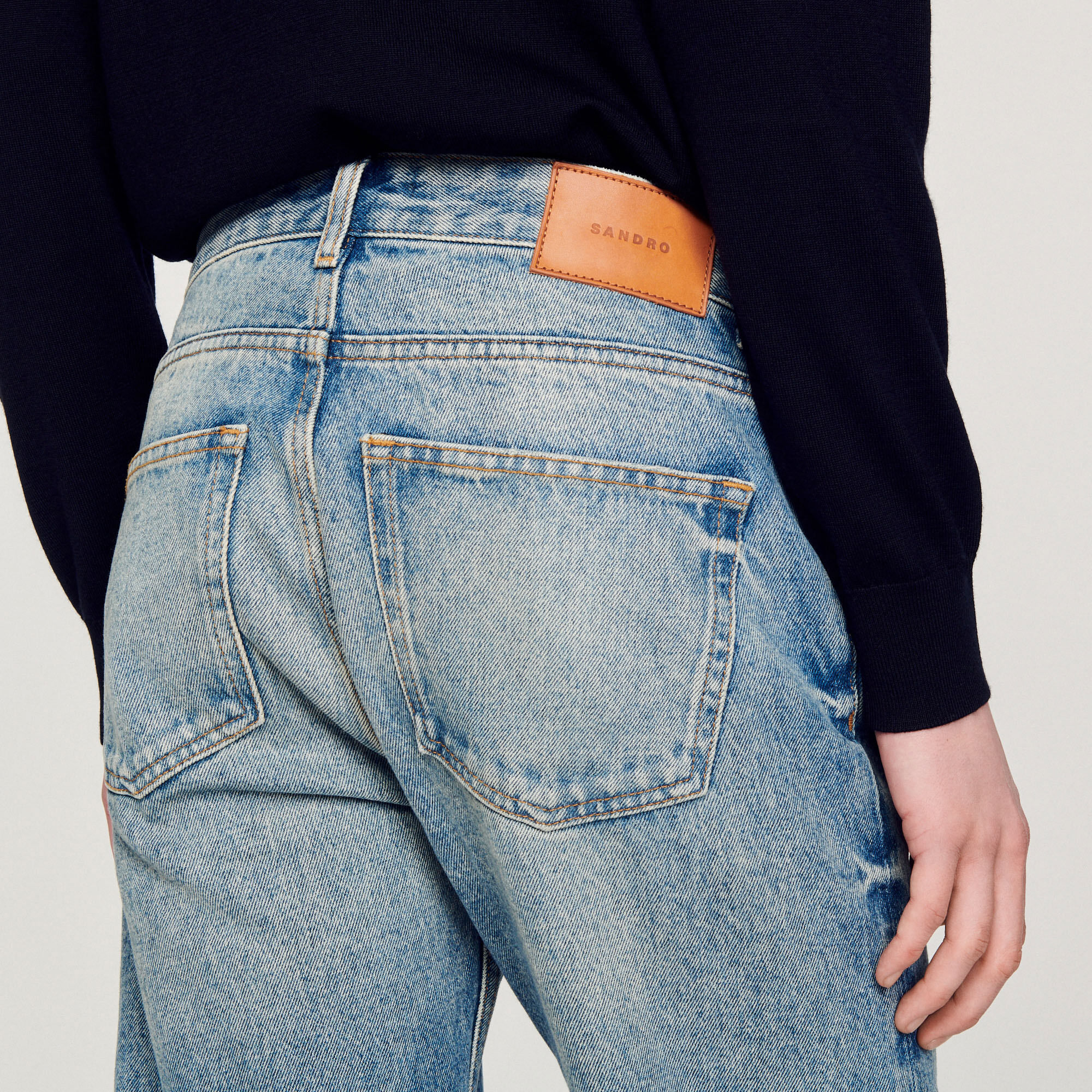Faded straight-leg organic cotton jeans