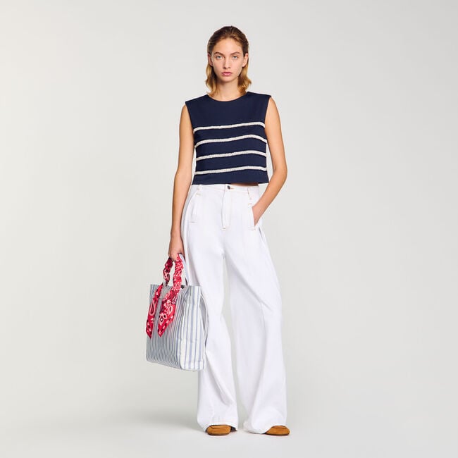 Sleeveless striped T-shirt