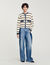 Stripy cardigan with denim details