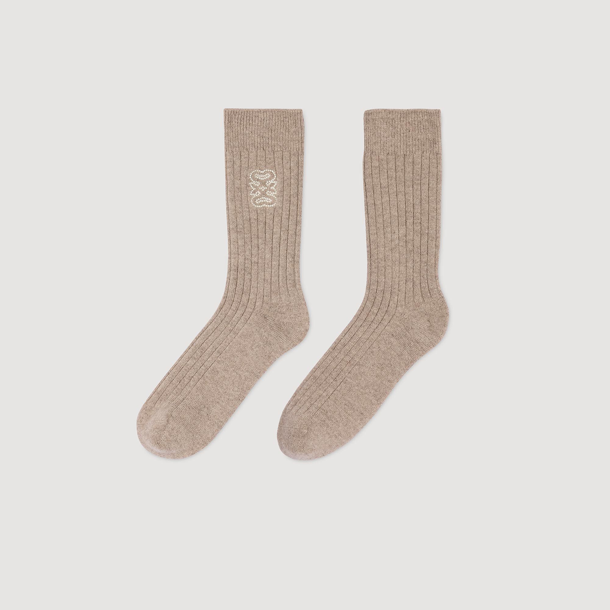 Embroidered cashemere socks
