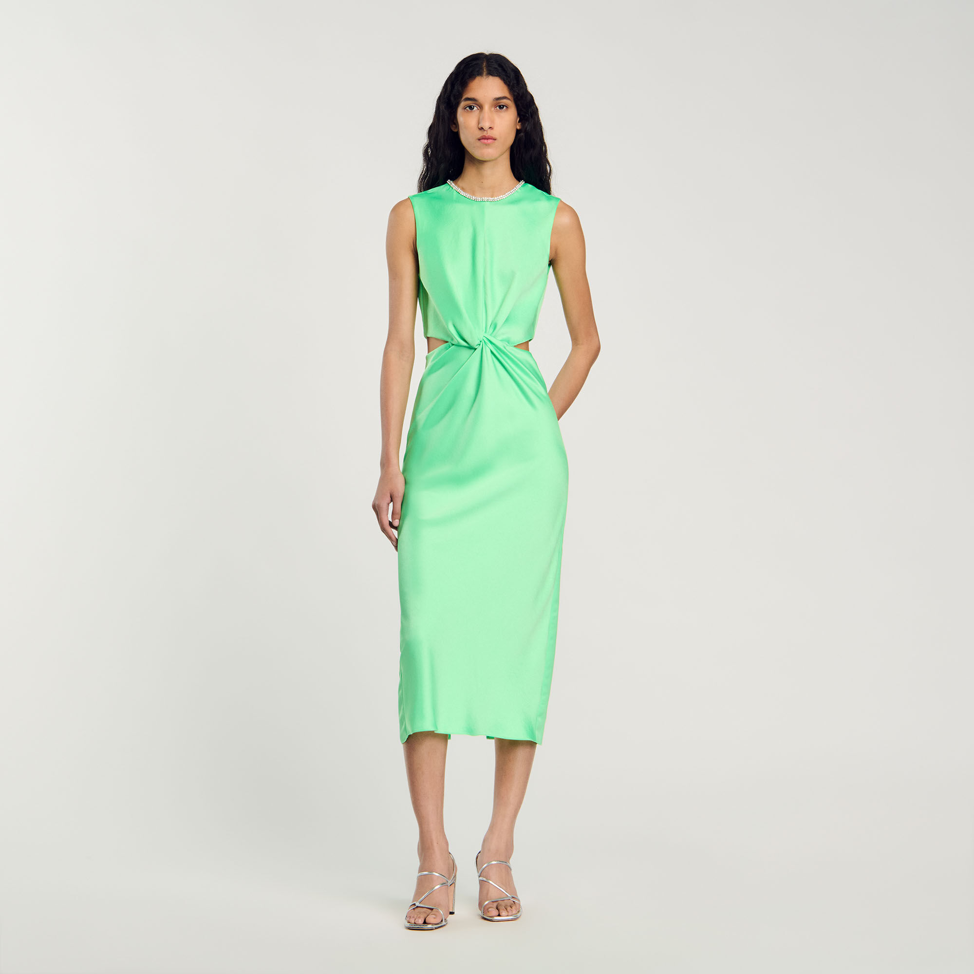 Midi dress with twist green For Women Sandro Paris