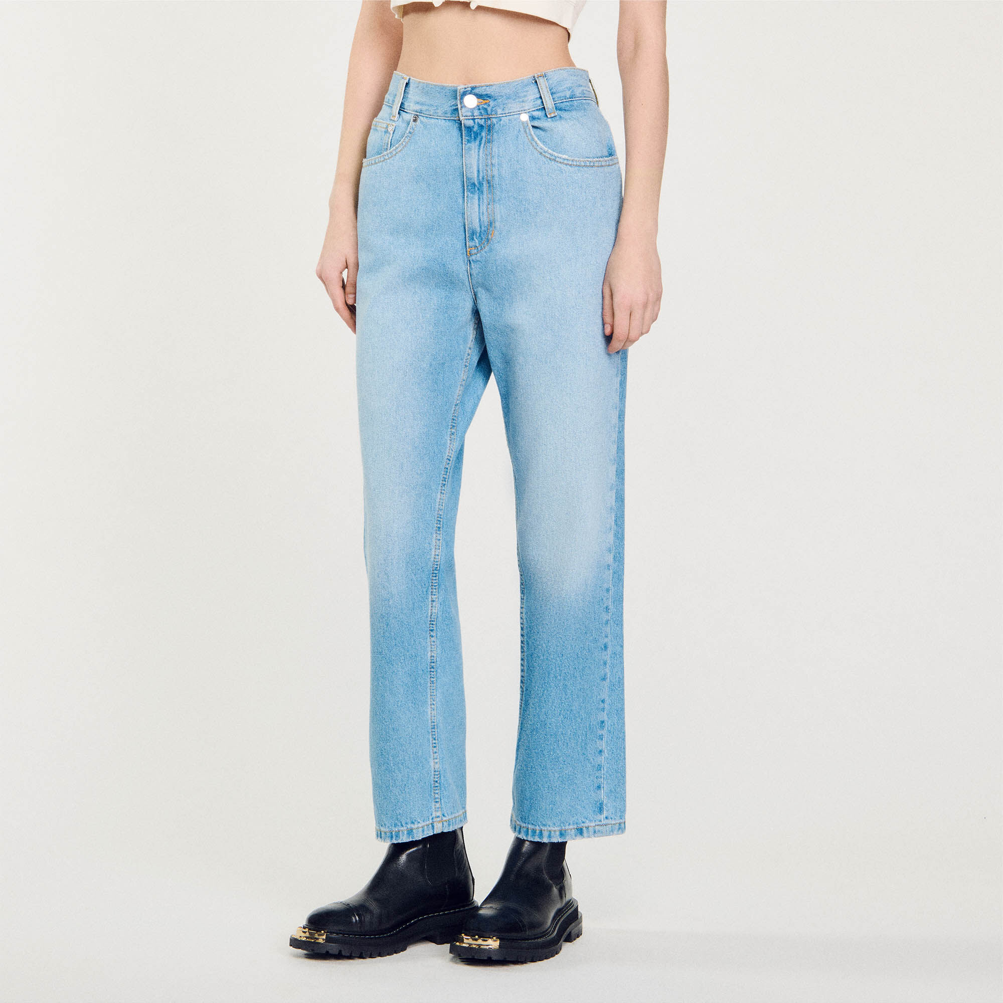 Low-rise straight-leg jeans