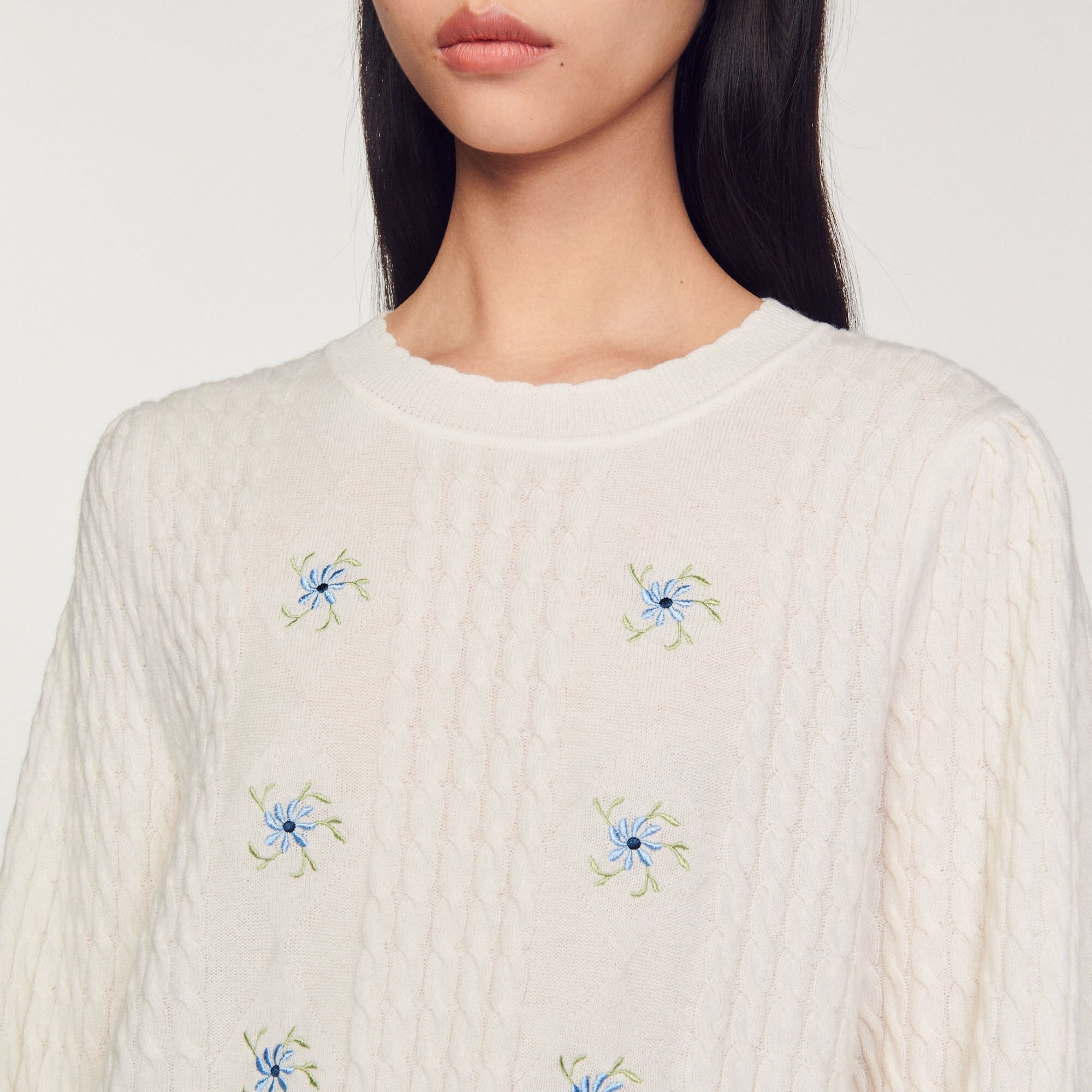 Embroidered knit sweater