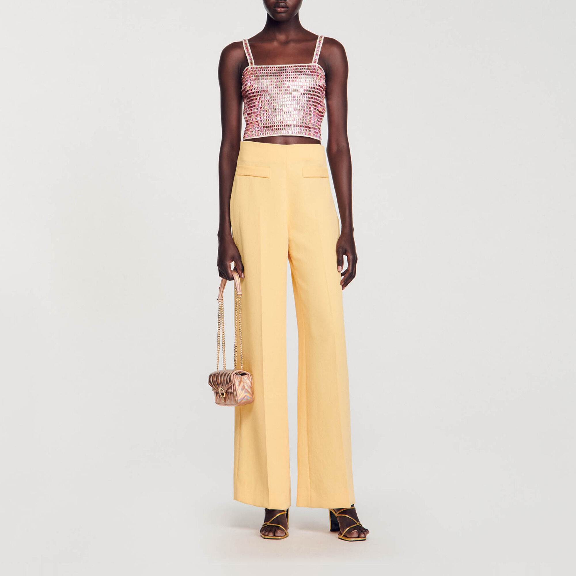 Zara yellow wide leg deals trousers