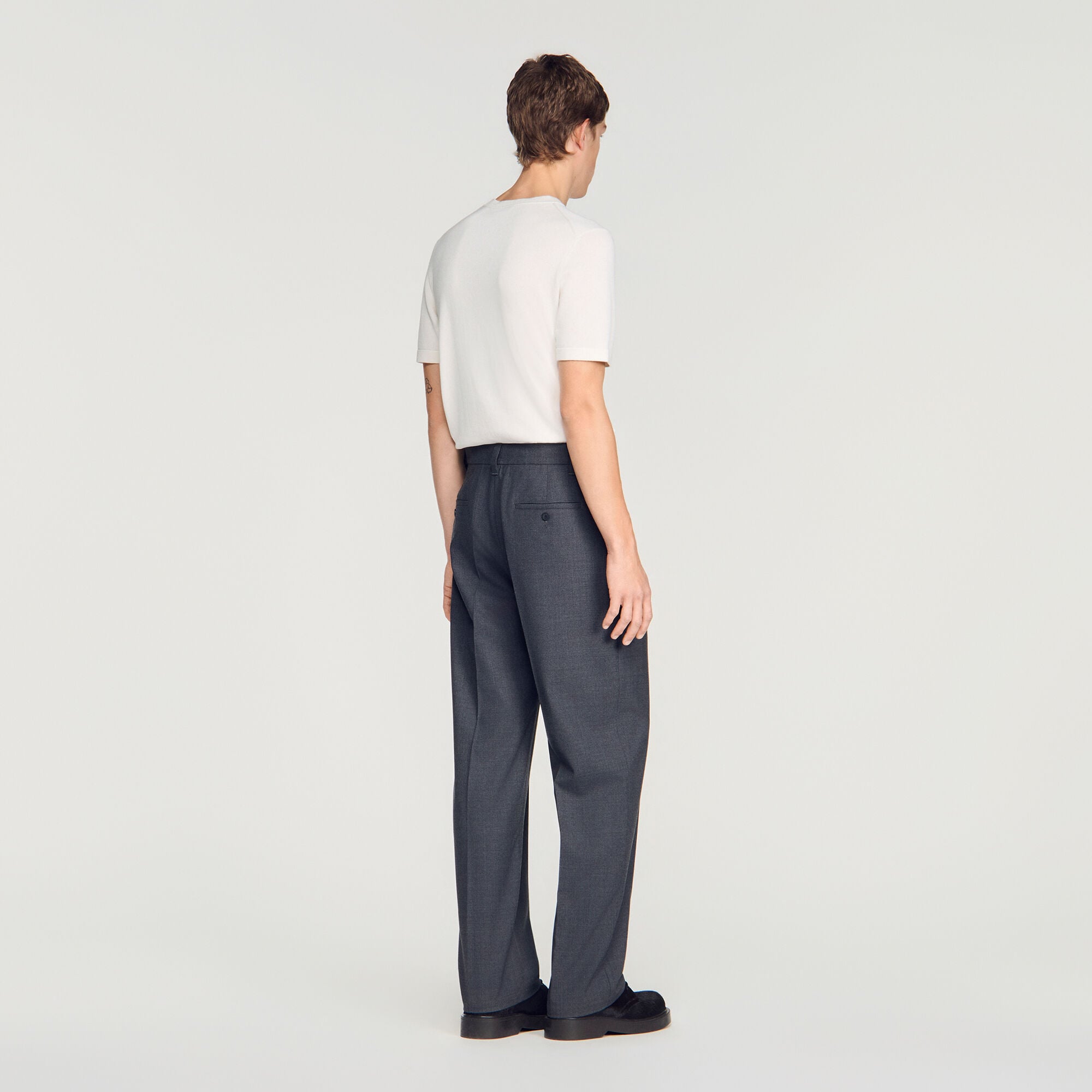 Wide-leg wool trousers